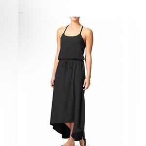 Athleta Black High Low Maxi Dress Size 8 Adjustable Straps Casual Resort